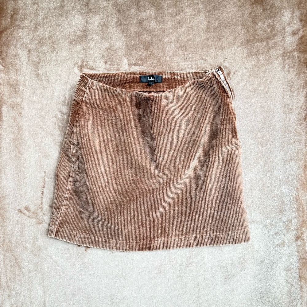 Lulu's Tan Corduroy Mini Skirt